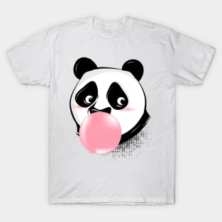 Panda makes bubble gum bubble with pink gum T-Shirt